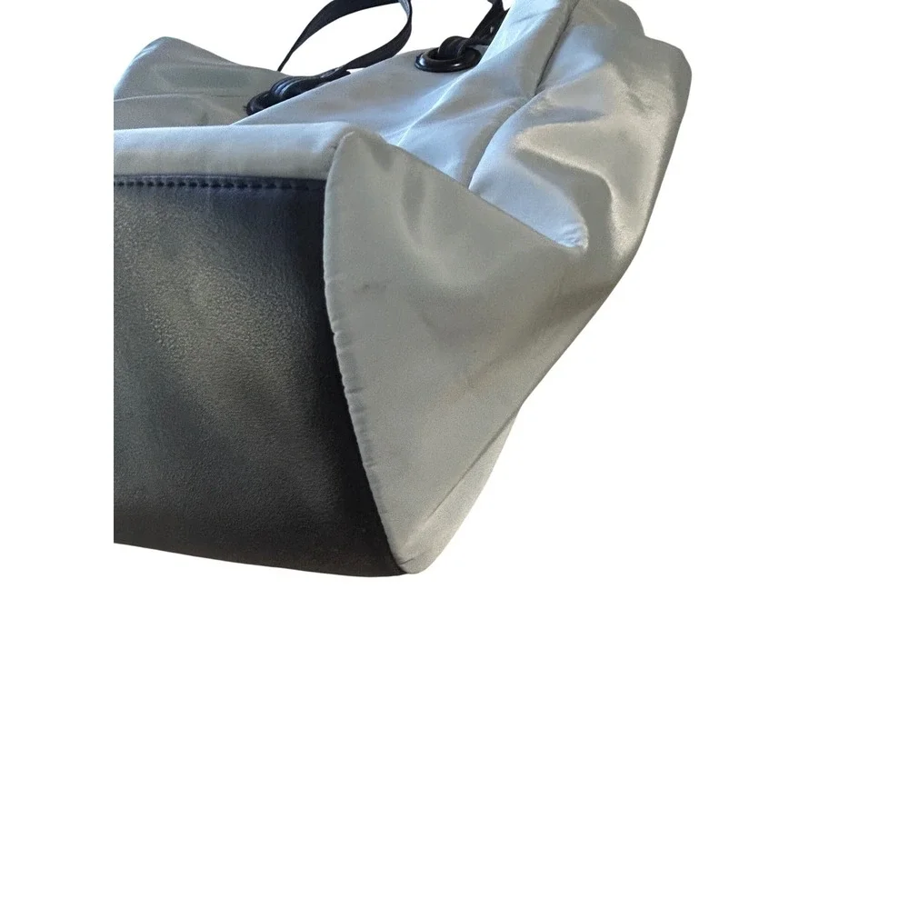 Steve Madden Quilted Nylon Tote Bag Blue Grey‎ Shoulder Bag with Pouch